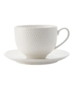 Coupon ✨ Maxwell & Williams White Basics Diamonds 210ml Tea Cup & Saucer Set ⌛
