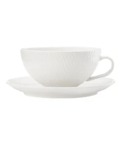 Budget 🔔 Maxwell & Williams White Basics Diamonds 300ml Low Tea Cup & Saucer 😀