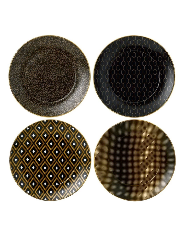 Budget ๐งจ Wedgwood Arris Set of 4 20cm Plate Black/Gold ๐ 1 Budget ๐งจ Wedgwood Arris Set of 4 20cm Plate Black/Gold ๐
