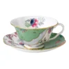 New ⌛ Wedgwood Butterfly Bloom Teacup & Saucer Set Green ✨