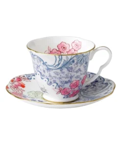 Outlet 💯 Wedgwood Butterfly Bloom Teacup & Saucer Set Blue/Pink ⌛