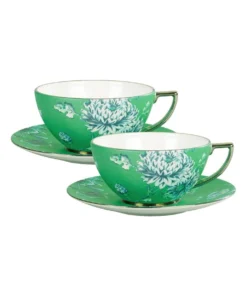 Cheapest 🥰 Wedgwood Jasper Conran Teacup & Saucer Set of 2 Green ❤️