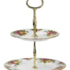 Cheap 🥰 Royal Albert Old Country Roses 2 Tier Cake Stand White 😉