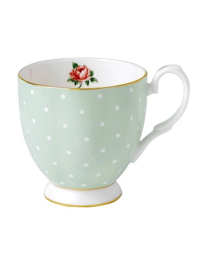 Outlet ❤️ Royal Albert Polka Rose 300ml Vintage Mug Pale Green ✨ 1 Outlet ❤️ Royal Albert Polka Rose 300ml Vintage Mug Pale Green ✨