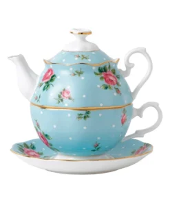 New 😀 Royal Albert Polka Teapot For One Blue 🧨