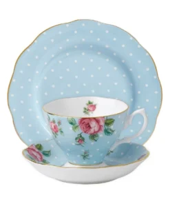 Best deal ❤️ Royal Albert Polka Teacup Saucer & Plate Set Blue 😉