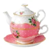 Budget 😍 Royal Albert Cheeky Pink Teapot For One White 🧨