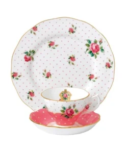 Flash Sale 🔥 Royal Albert Cheeky Pink Teacup Saucer & Plate White 🤩