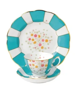 New ⌛ Royal Albert Mint Deco 1930 Teacup Saucer & Plate White 👏