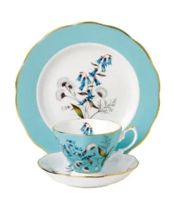 Promo 😍 Royal Albert Festival 1950 Teacup Saucer & Plate White/Blue 😍