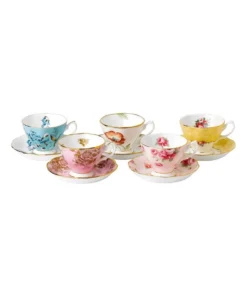 Cheap ⌛ Royal Albert 100 Years Teacups & Saucers 1950 90S Set of 5 ✨