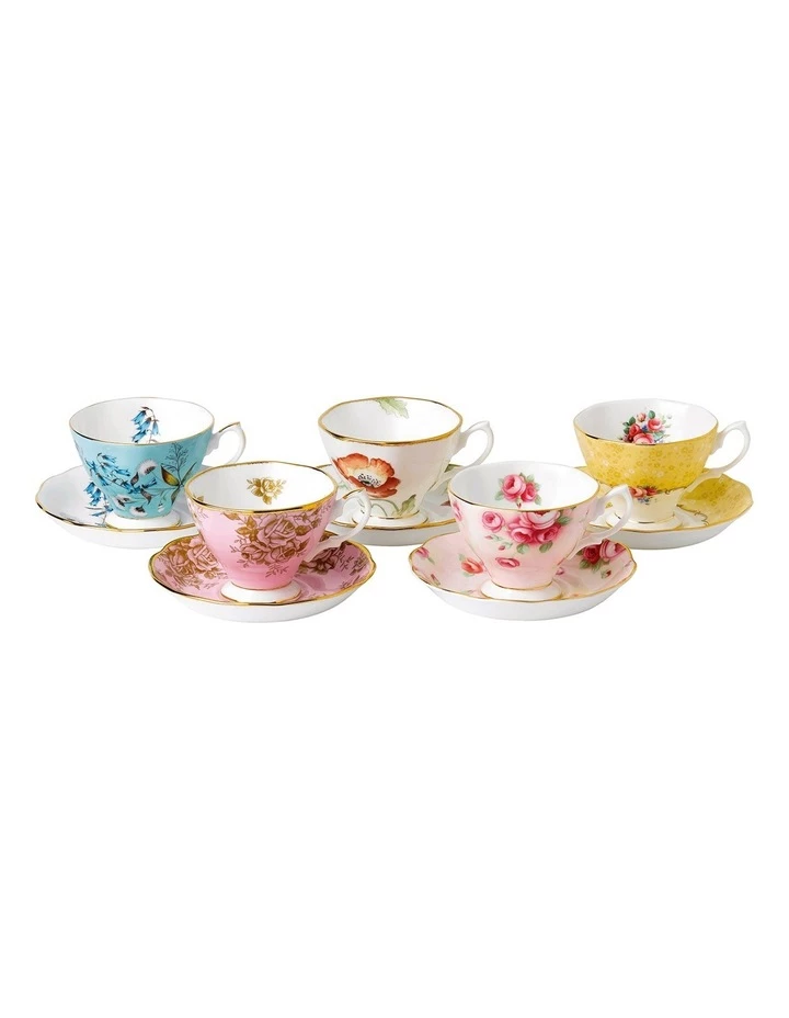 Cheap ⌛ Royal Albert 100 Years Teacups & Saucers 1950 90S Set of 5 ✨ 1 Cheap ⌛ Royal Albert 100 Years Teacups & Saucers 1950 90S Set of 5 ✨