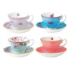 Promo ✔️ Royal Albert Candy Set of 4 Teacups & Saucers ⌛