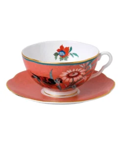 Promo 🎉 Wedgwood Paeonia Blush Teacup & Saucer Coral 😍