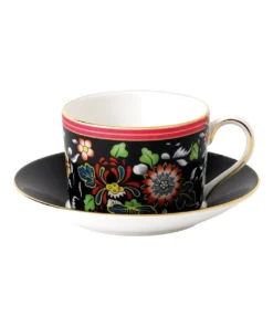 Deals ๐ Wedgwood Wonderlust Oriental Jewel Teacup Saucer Black ๐