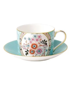 Outlet 🎁 Wedgwood Wonderlust Camellia Teacup & Saucer Blue ⌛