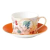 Best Sale 🛒 Wedgwood Wonderlust Rococo Flowers Teacup Saucer White/Orange ✨