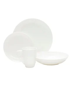 Budget 🌟 Salt&Pepper Edge 16 Piece Dinner Set, White ❤️