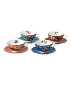 Budget ✨ Wedgwood Paeonia Blush Teacup & Saucer Set of 4 ✔️