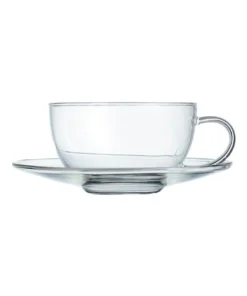 Best Sale 👏 Salt&Pepper Brew Glass 260ml Teacup & Saucer ⌛