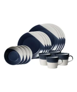 Outlet ⭐ Royal Doulton Bowls of Plenty 16pc Dinner Set Blue ✨