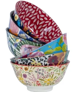 Promo ✔️ Cooper & Co Set of 6 Floral Ceramic Bowls Small Microwave dishwasher freezer 🥰