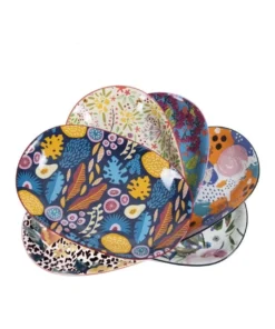 Cheap 💯 Cooper & Co Set of 6 Floral Ceramic Rectangle Kitchen Plates 🔥