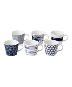 Cheap ✨ Royal Doulton Pacific Set of 6 Small Mugs Blue/White ⌛
