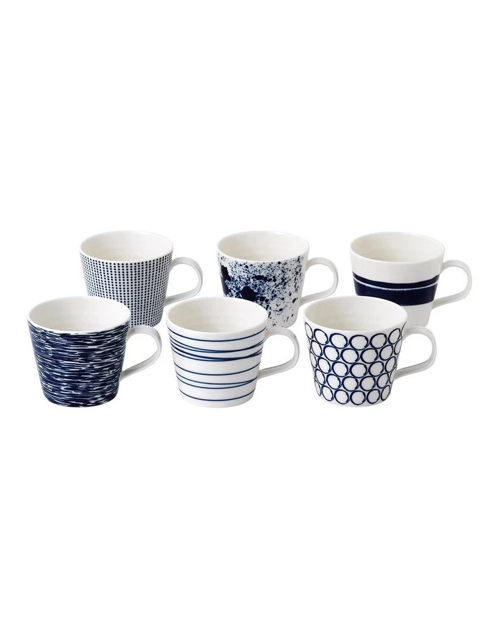 Cheap ✨ Royal Doulton Pacific Set of 6 Small Mugs Blue/White ⌛ 1 Cheap ✨ Royal Doulton Pacific Set of 6 Small Mugs Blue/White ⌛