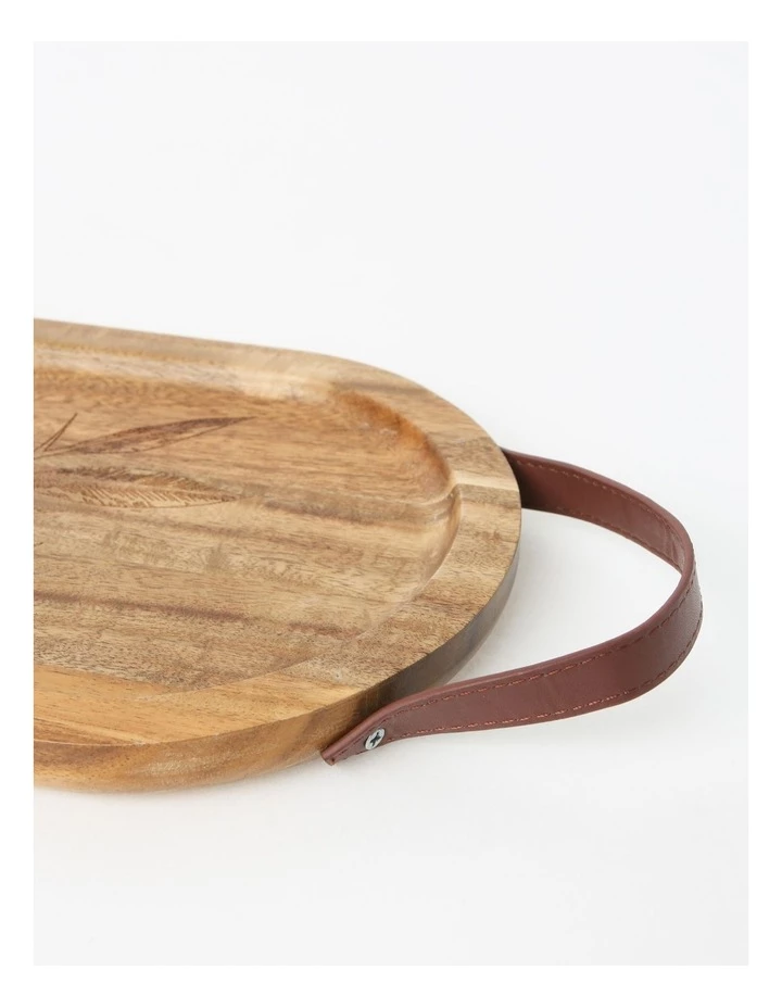 Outlet โ๏ธ Australian House & Garden Gum Leaf Acacia Serving Tray with Leather Handles ๐ 2 Outlet โ๏ธ Australian House & Garden Gum Leaf Acacia Serving Tray with Leather Handles ๐ - Image 2