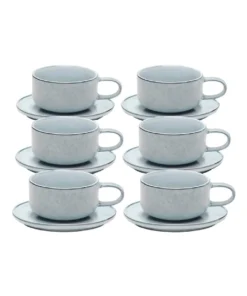 Cheap ⌛ Salt&Pepper RELIC Tea Cup & Saucer - 300ml - Blue - Set of 6 🤩