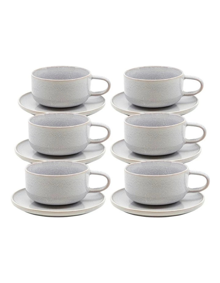 Outlet ⌛ Salt&Pepper RELIC Tea Cup and Saucer Set - 260ml/15cm - Mist - Set of 6 ✨ 1 Outlet ⌛ Salt&Pepper RELIC Tea Cup and Saucer Set - 260ml/15cm - Mist - Set of 6 ✨
