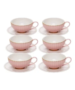 Deals 🤩 Salt&Pepper ECLECTIC 250ml 6pc Tea Cup and Saucer Set Pink ✨