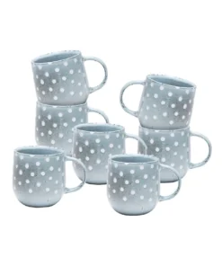 Outlet ⭐ Salt&Pepper NAOKO Mug - 380ml - Polka Grey - Set of 6 🎉