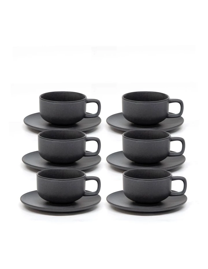 Cheap ❤️ Salt&Pepper Hue Tea Cup and Saucer Set 200ml/15.5cm - Black - Set of 6 ⌛ 2 Cheap ❤️ Salt&Pepper Hue Tea Cup and Saucer Set 200ml/15.5cm - Black - Set of 6 ⌛ - Image 2