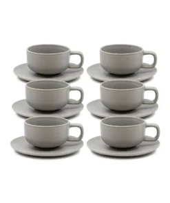 Cheap 💯 Salt&Pepper Hue Tea Cup and Saucer Set 200ml/15.5cm - Grey - Set of 6 ✔️