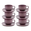 Best Pirce 🧨 Salt&Pepper Hue Tea Cup and Saucer Set 200ml/15.5cm - Purple - Set of 6 🧨