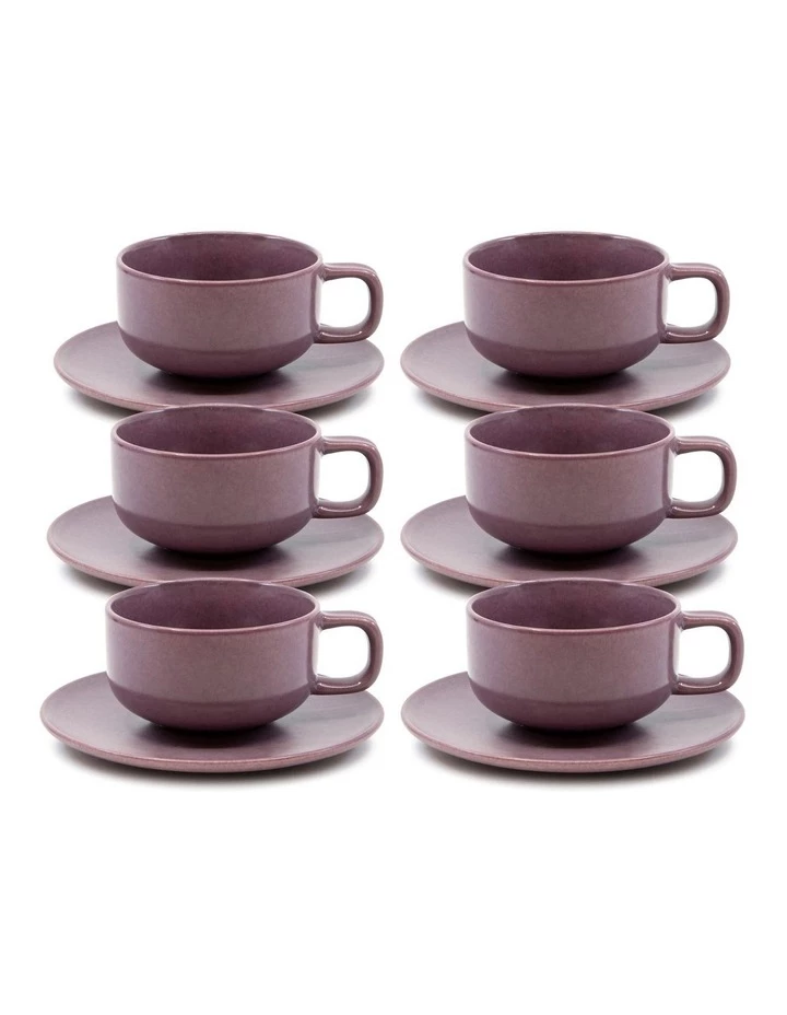 Best Pirce 𧨠Salt&Pepper Hue Tea Cup and Saucer Set 200ml/15.5cm - Purple - Set of 6 𧨠1 Best Pirce 𧨠Salt&Pepper Hue Tea Cup and Saucer Set 200ml/15.5cm - Purple - Set of 6 π§¨