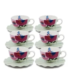 Outlet 😉 Salt&Pepper Willow Tea Cup & Saucer 240ml - Flute - Set of 6 ⭐