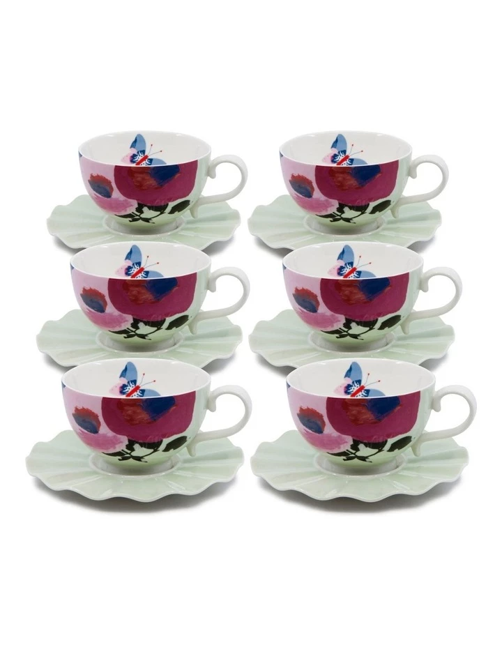 Outlet π Salt&Pepper Willow Tea Cup & Saucer 240ml - Flute - Set of 6 β 1 Outlet π Salt&Pepper Willow Tea Cup & Saucer 240ml - Flute - Set of 6 β