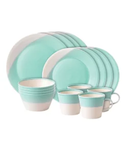 Outlet 😉 Royal Doulton 1815 16pc Dinnerware Set Aqua 🎉