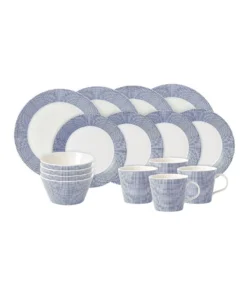 Cheapest 💯 Royal Doulton Pacific 16pc Dining Set Dot Print 🎁