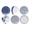 Discount ⭐ Royal Doulton Pacific 23.5cm Set of 6 Mixed Plates White/Blue 🔔