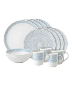Buy ⌛ Royal Doulton Ellen DeGeneres 16pc Dining Set Polar Blue Dots ✨