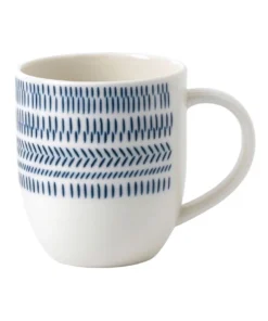 New ๐งจ Royal Doulton Ellen DeGeneres Dark Blue Chevron 430ml Mug White/Dark Blue ๐คฉ