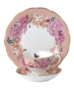 New 👍 Royal Albert Miranda Kerr Hope Teacup Saucer & Plate Pink 🥰