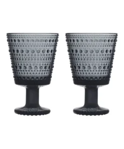 Promo 🎉 IITTALA Kastehelmi Universal Glass Set of 2 Dark Grey 🎁
