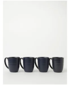 Budget ⭐ Vue Desert Bloom Set of 4 Mugs Midnight Blue ❤️