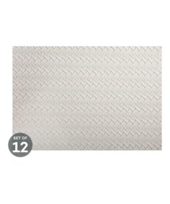 Hot Sale 🔔 Maxwell & Williams Table Accents Leather Look Placemat 43x30cm Ivory Plait Set of 12 ✔️