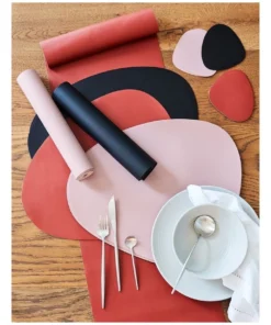 Outlet 🎁 Vue Leather Look Table Runner - Brick 🎉 -Dining Sales Store 802025110 2 1 720x928